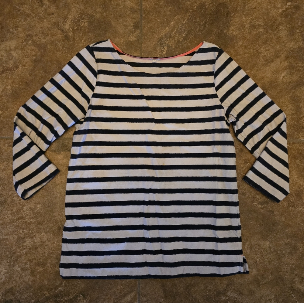 Navy White Striped J.Crew 3/4 Sleeve